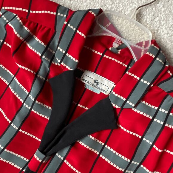 VTG 80s Red Plaid Jonathan Martin Dress | Anime School Girl Costume M - Picture 5 of 8
